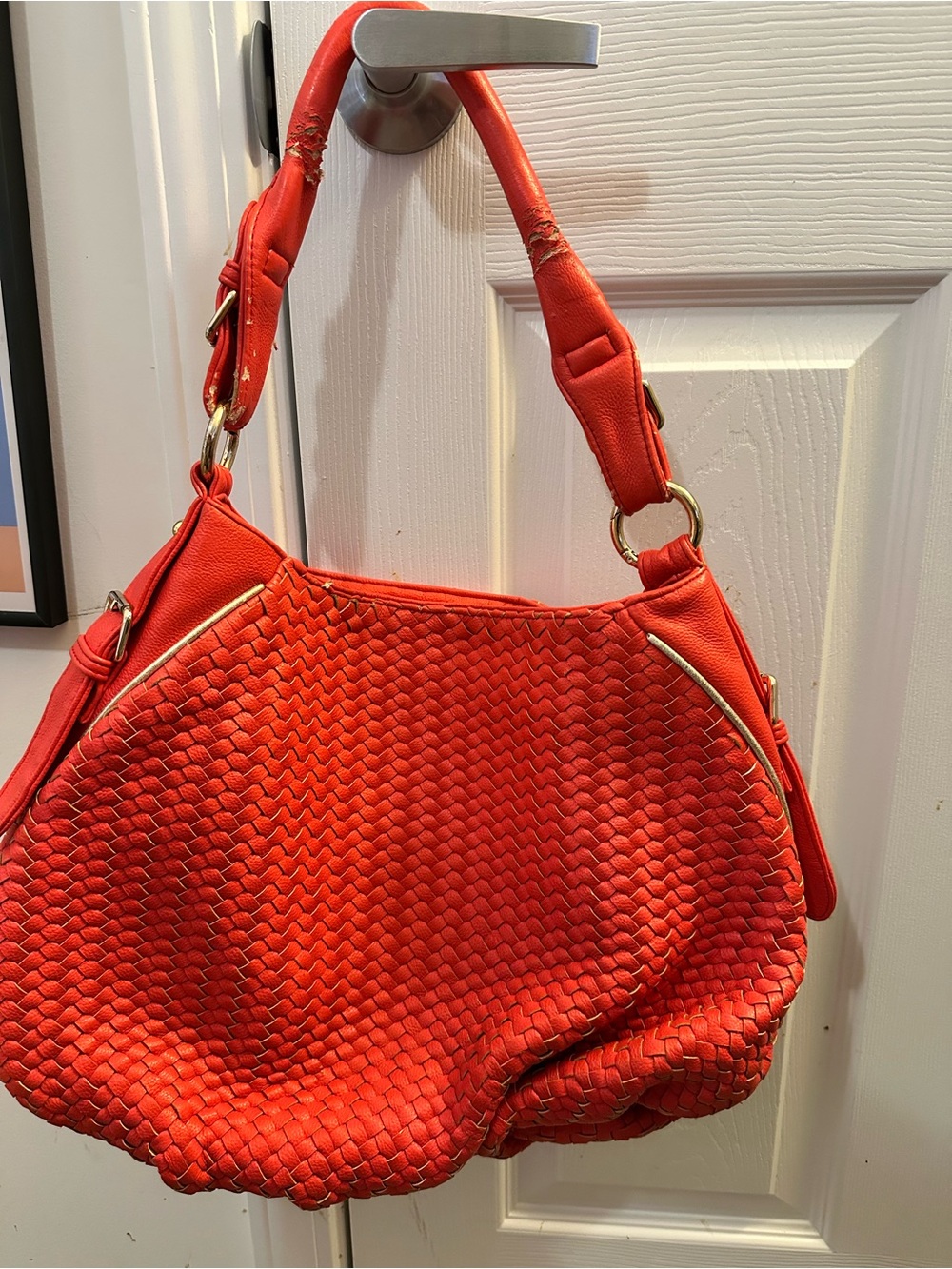 Deux Lux Red Woven Hobo Shoulder Bag